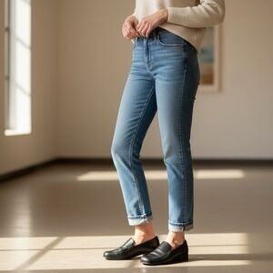 Liz Claiborne Villager Hilda Black Leather Slip-On Loafers Womens 6.5 Flats